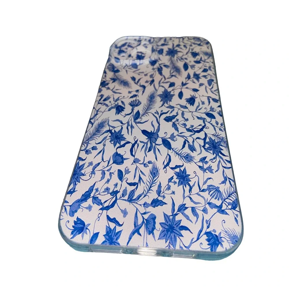 Iphone 14 plus , Festas floral blue watercolor case